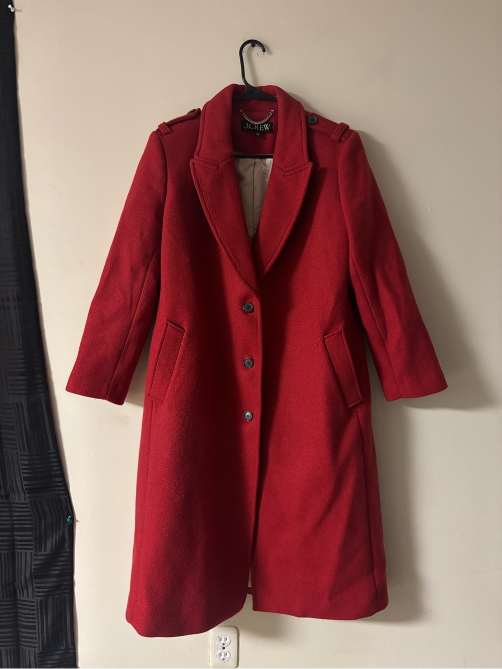 J.Crew Red Wool Blend Tailored Military Style Coat Jacket S